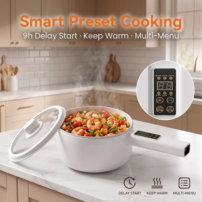 Suodoka Smart Electric Hot Pot, 2 Qt, White with Touch Screen photo 5