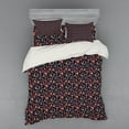 thumbnail image 2 of Ambesonne Floral Bedding Set 3 Pcs, Forest Roses Autumn Leaves, Twin, Indigo Coral Dark Tan, 2 of 3