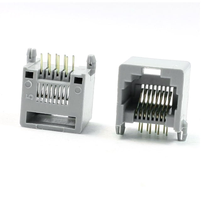 30 Pcs Conector hembra RJ45 PCB 8P8C de carcasa plástica gris de 14.5 mm de altura