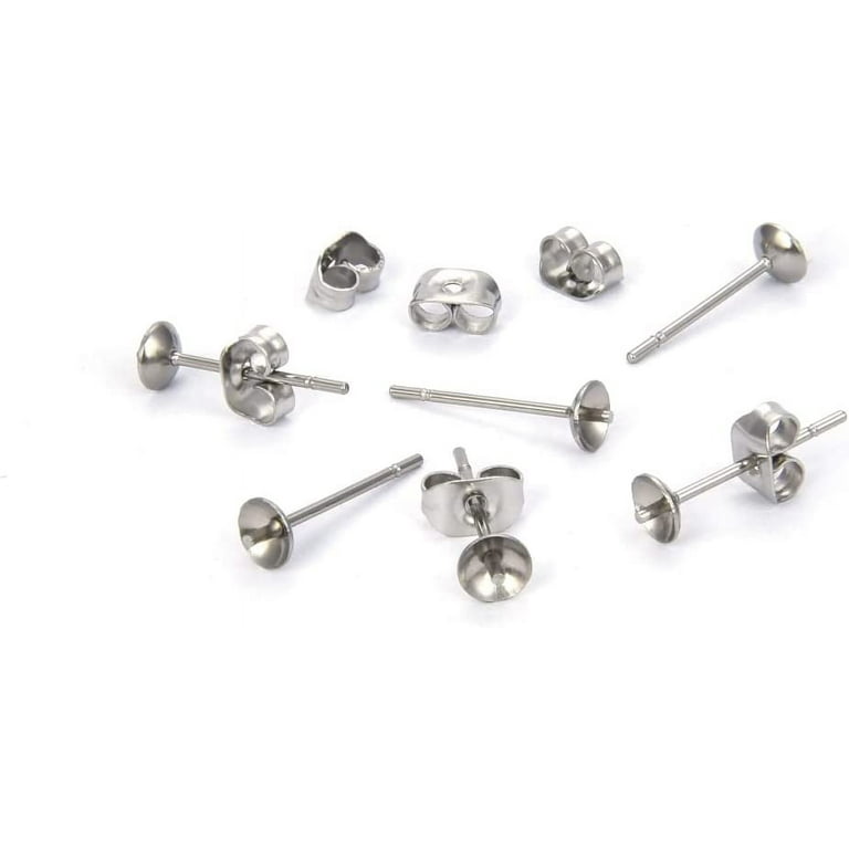 224pcs Earring Studs for Jewelry Making,Gold Plated Stud Earrings  Hypoallergenic Stud Earring with Loop Stainless Steel Earring Posts with  Ear Nut for
