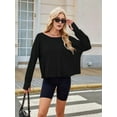 thumbnail image 4 of Women'S Long Sleeve Solid Color Loose - Fit Casual Yoga Top - Soft, Breathable for Yoga Black XXL, 4 of 8