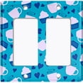 thumbnail image 2 of Metal Light Switch Wall Plate Outlet Cover (Coffee Espresso Mocha Cup Navy Blue Heart Baby Blue Cupcake - Double Rocker), 2 of 2