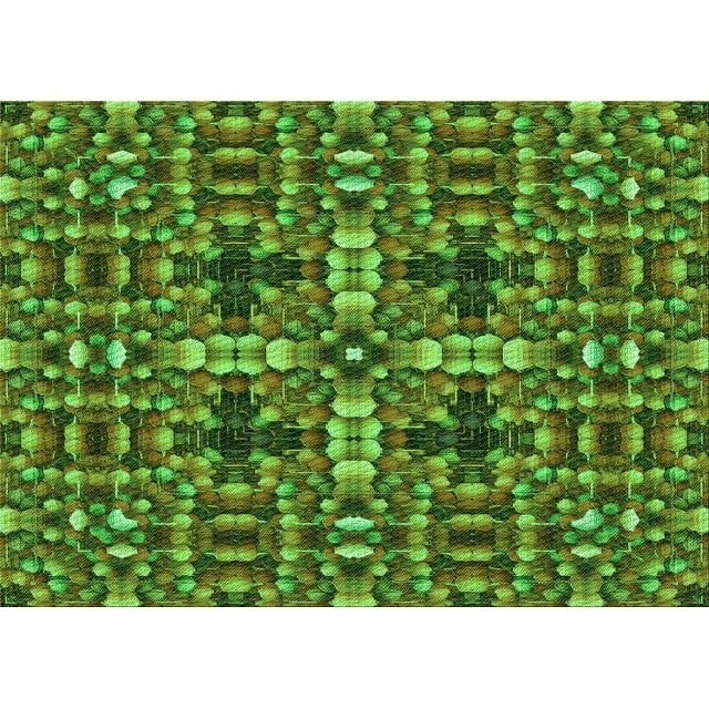 Ahgly Company Tapis Rectangulaire Lavable en Machine Intérieur Transitionnel Vert Armée, 2 Pieds x 4 Pieds