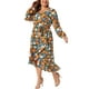 thumbnail image 4 of Vestido largo de mujer Agnes Orinda de talla grande, con mangas largas, escote en V, chiffon floral y cinturón, 3X negro, 4 of 6