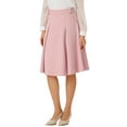 thumbnail image 4 of INSPIRE CHIC Women's Solid Vintage High Elastic Waist Button Decor Flared Midi Skirt XL Pink, 4 of 6