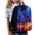 thumbnail image 3 of Binienty Neon Lightning Dinosaur Backpack for Kids Ages 10-12 17 Inch Large Capacity School Bookbag with Front Storage Pocket Side Mesh Pockets for Primary Students Travel Daypack, 3 of 6