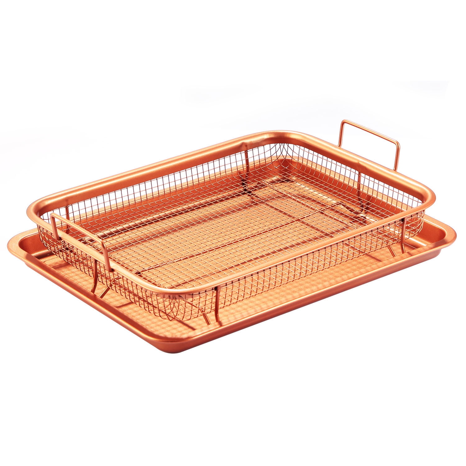 Copper Infused Crisper Tray Set Non-Stick Tray Serving Oven Grill 