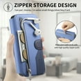 thumbnail image 4 of Wrist Strap Zipper Flip Leather Wallet Card Slot Phone Case for IPhone 16E 17 16 15 Pro Max Bracket Protective Cover, 4 of 24