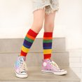 thumbnail image 6 of Rainbow Color Stripe Kids Girl Boy Autumn Elastic Knee High Socks Stockings, 6 of 7