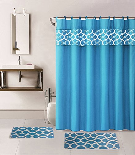 Contour & Rug with Fabric Shower Curtain and DINY Home & Style Bath Mat Set 