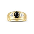 thumbnail image 1 of RYLOS Men's Rings Yellow Gold Plated Silver Classic 8X6MM Oval Gemstone &  Diamond Ring Onyx October Birthstone Rings For Man Silver Rings Size 10, 1 of 7
