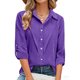 thumbnail image 4 of Camisas de Manga Larga para las Mujeres Botón de Solapa de Ajuste Suelto Delantero Blusa de Túnica de Imitación de Lino, Camisas de Manga Larga para las Mujeres Bajo Scrubs, 4 of 8