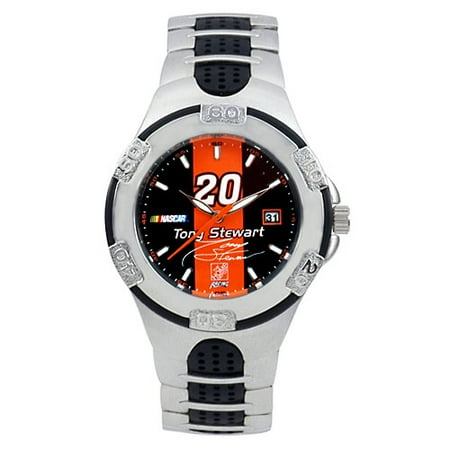 Tony Stewart Men's Water Resistant Sports Watch, Black and Orange Dial