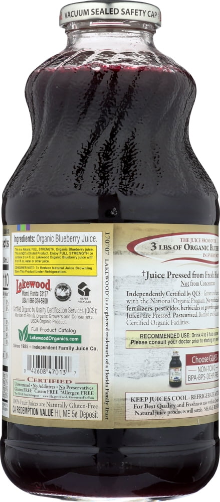 Lakewood Organic Juice PURE Blueberry, 32 fl oz