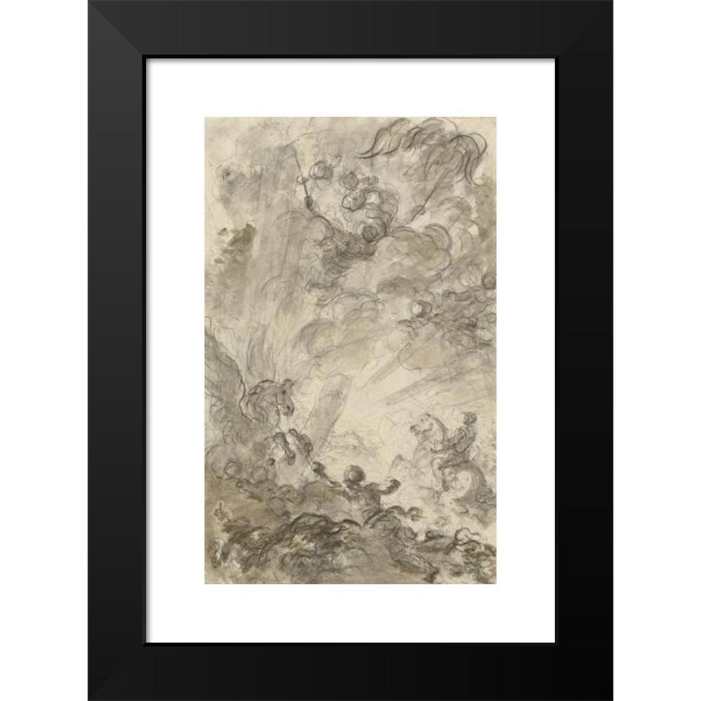 Jean-Honoré Fragonard 11x14 Black Modern Framed Museum Art Print Titled - Bradamante Tries to Catch Hold of the Hippogryph (Recto) (1780s)