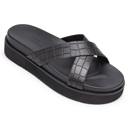 

CMR CHAMARIPA Mens Casual Slippers Leather Fisherman Sandals Height Increasing Elevator Shoes For Men 1.95