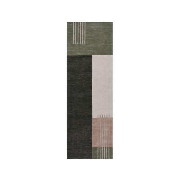 Better Homes & Gardens 2.5' x 8' Asher Patchwork Color Block Runner Rug, Green
