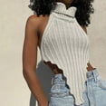 thumbnail image 2 of Women's Sexy Backless Turtleneck Knit Vest Slim Fit Solid Color Irregular Sweater for Casual Outfits, 2 of 2