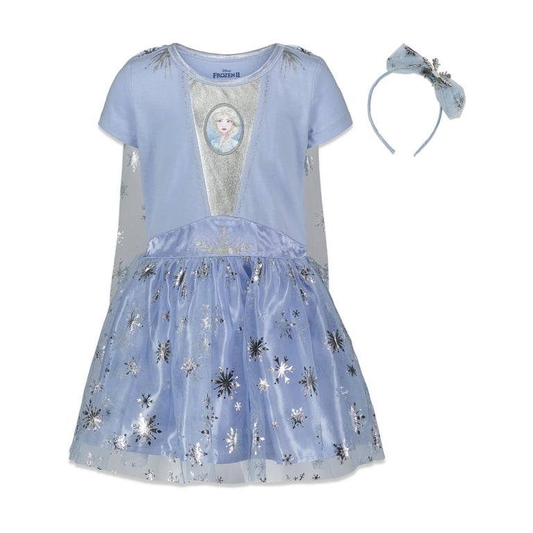 Disney Frozen Elsa Big Girls Gown and Headband Toddler to Big Kid