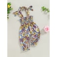 thumbnail image 3 of Suealasg Baby Girl Summer Romper Overalls 6 12 18 24 Months Infant Tie Straps Sleeveless Floral Print Jumpsuit Pants Newborn Girl One Piece Clothes, 3 of 7