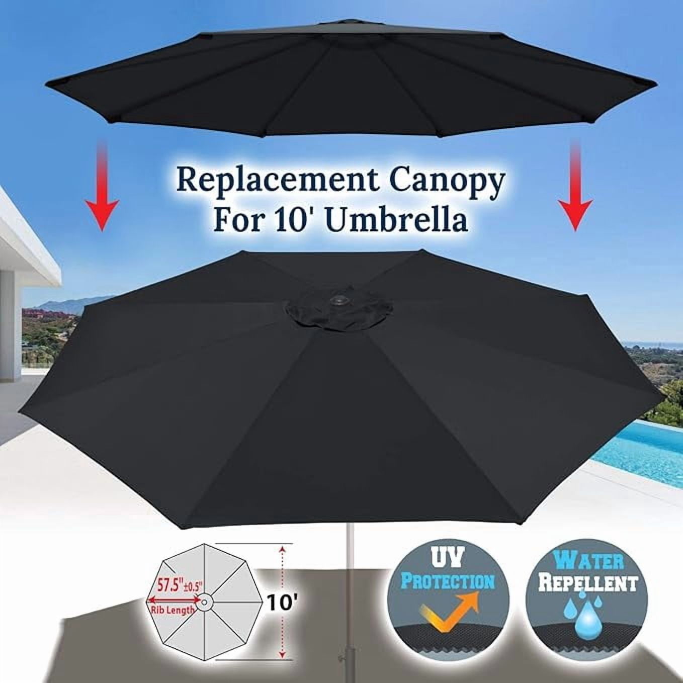 ALUVIERA 10' Umbrella Canopy Top Cover Patio Replacement Top Cover 8 Ribs Outdoor Sunshade