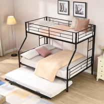 [Luckynote]Twin Over Full with trundle Metal Bunk Bed , No Box Spring Needed, Easy Assemble