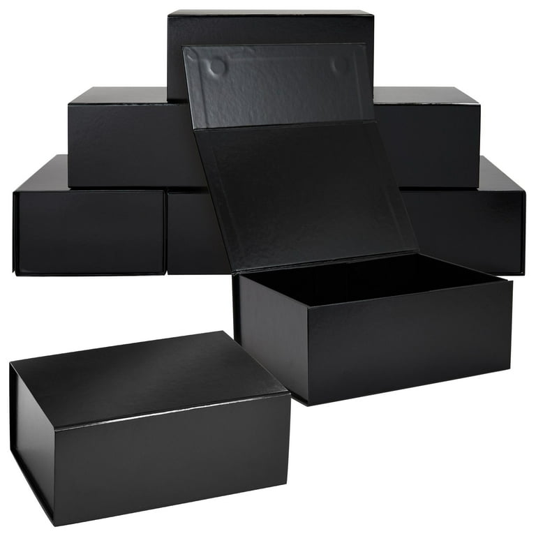 Stockroom Plus 4 Pack Square Nesting Gift Boxes, Decorative Boxes with Lids in 4 Assorted Sizes for Wedding, Bridal Shower, Baby Shower, Black