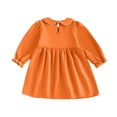 thumbnail image 6 of larppty Toddler Baby Girl Halloween Outfit Plaid Smocked Dress Pumpkin Ghost Long Sleeve Dresses Girls Fall Winter Clothes, 6 of 9