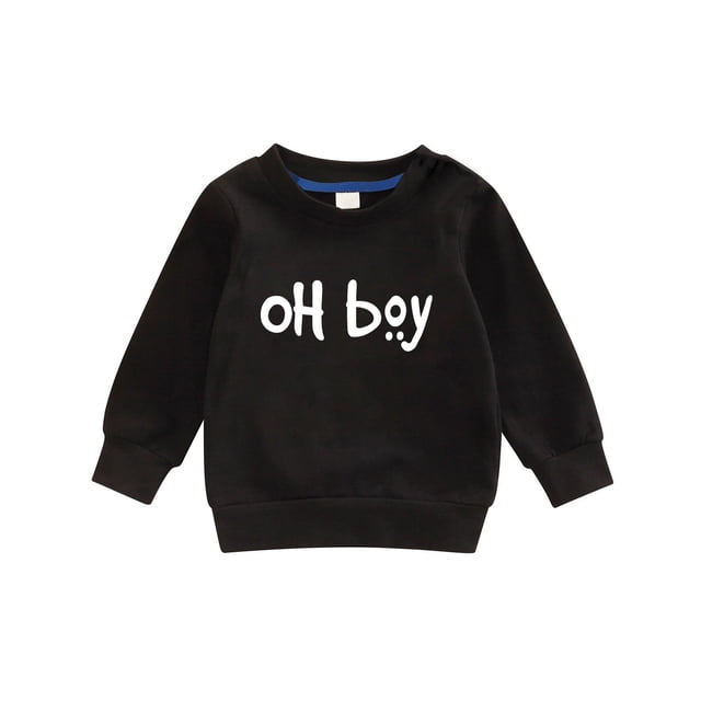 Gibobby Sudaderas para niños pequeños, playera de algodónNiños Niñas Manga Larga Tops Sudadera Traje(Negro, 6-7 Años)
