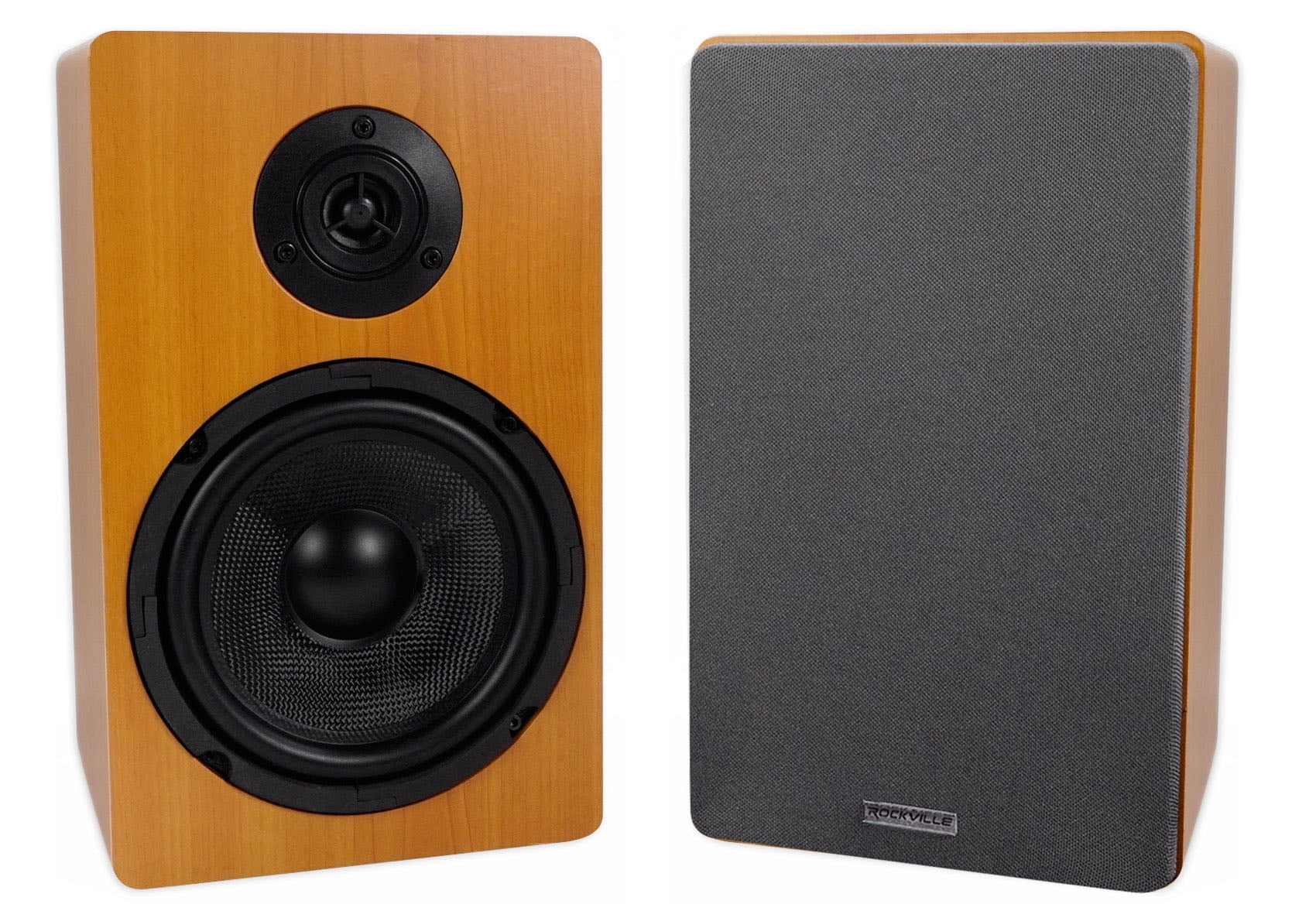 Pair Rockville RockShelf 64C Classic 6.5" Home Bookshelf Speakers w/29" Stands