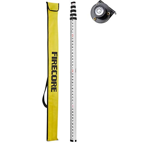 Firecore FS125 16-Foot Aluminum Grade Rod - 10ths, 5 Sections Telescopic with Bubble Level