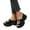 Black, variant on Women's Platform Chunky Slippers Sandals Fashion Tiger Knit Open Toe Wedge Heeled Slip on Slides for Women