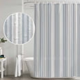 thumbnail image 4 of Vintage Stripes Shower Curtain Set - Small 36" x 72" Washable Bathtub Curtain with 12 Hooks, Retro Minimalist Lines Pattern Light Blue Waterproof Fabric Shower Curtains for Bathroom/Bathtub Décor, 4 of 6