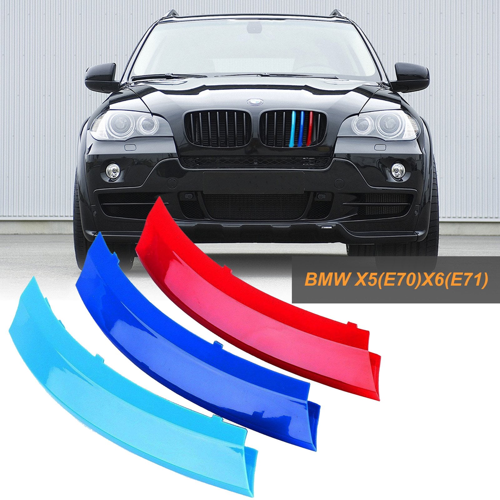 BizTech ® Clip In Grille Inserts Compatible with BMW X5 X6 2014-2018 M Power M Sport Tech Bonnet Hood Kidney Stripes Cover 