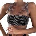thumbnail image 1 of JFHHQ Women's Mesh Rhinestone Crop Tank top Fashionable See Through Blouse for Outfits S Silver, 1 of 5