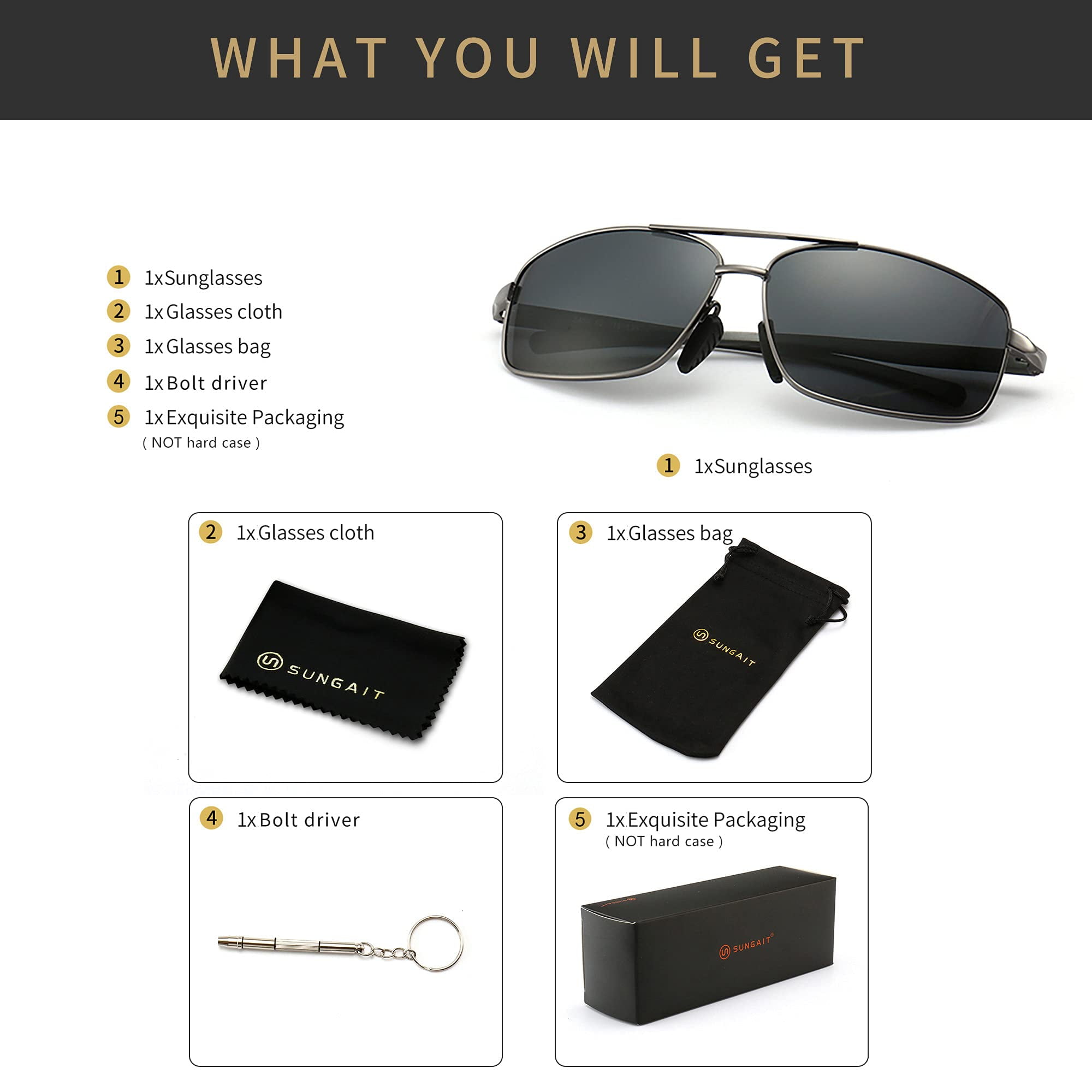 Sungait ultra lightweight rectangular hotsell polarized sunglasses uv400 protection