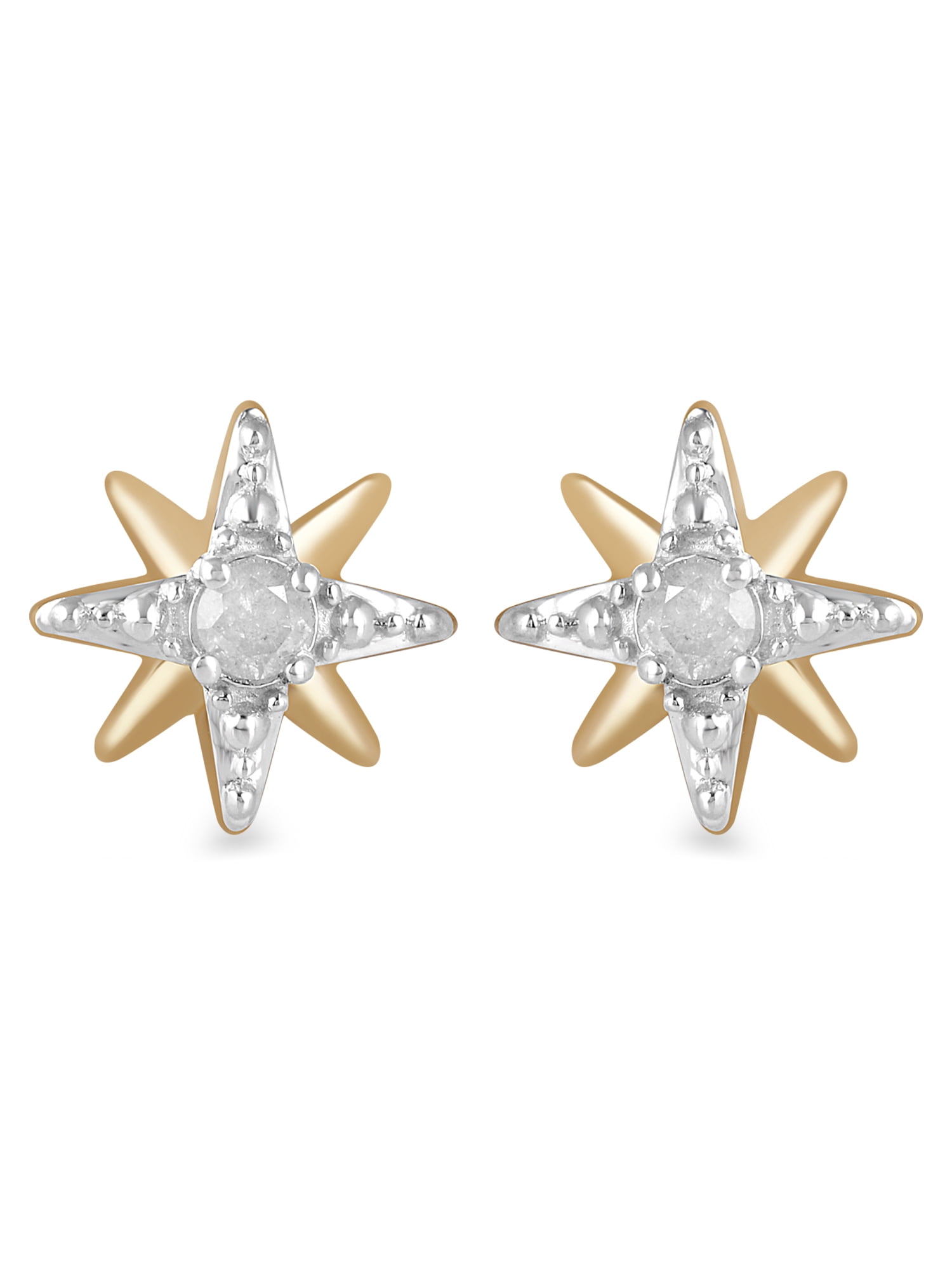 Brilliance Fine Jewelry 0.1 Carat Diamond Stud Earrings for Women in 10K Yellow Gold