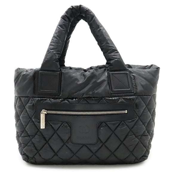 Pre-Owned CHANEL Coco Cocoon Small Tote Bag, Quilted Nylon and Leather, Black, 8610 (Fair)