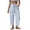 Sky Blue -BO20, variant on Womens Faux Linen Striped Barrel Pants Comfy Drawstring Capri Pant with Pockets Summer Beach Vacation Lounge Trousers Sky Blue M