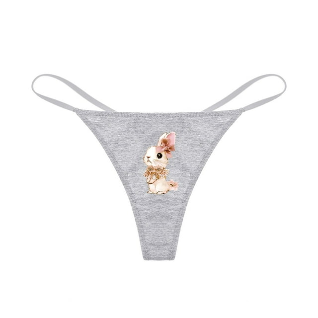Sexy G-String Thongs for Women Cotton Panties T-back Tangas Rabbit Pattern Sticker Low Rise Underwear