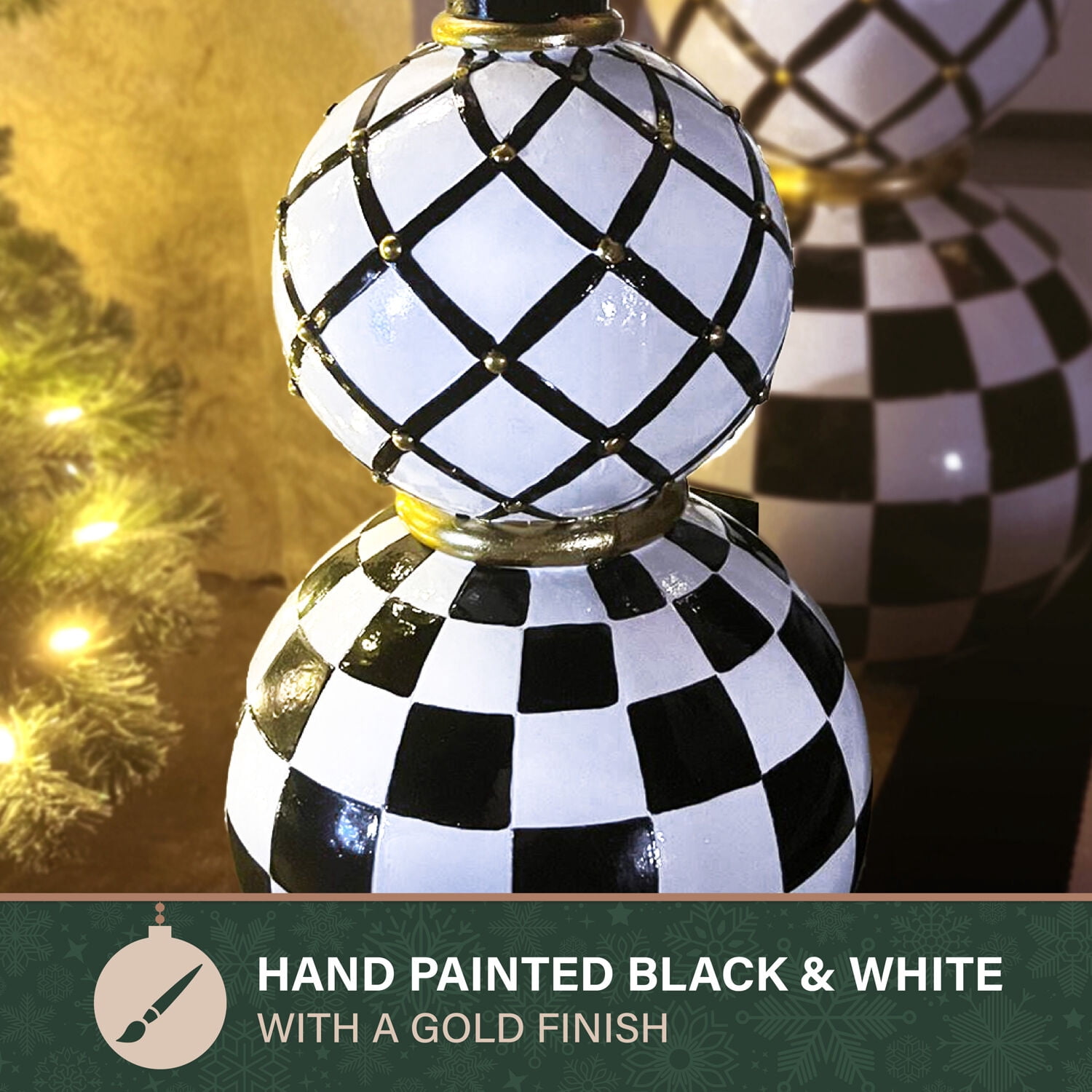 Fraser Hill Farm Black and White Finial Christmas Decoration, 36-In.