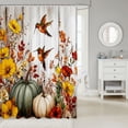 thumbnail image 2 of Manfei Harvest Season Hummingbird Shower Curtain 72Wx72L,Farmhouse Pumpkin Bathroom Curtain, 2 of 5