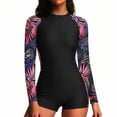 thumbnail image 6 of Nmnitkp UPF 50+ Modest Long Sleeve Swimsuits for Women Floral Zipper High Neck Bathing Suit Rash Guard Surfing One Piece Swimwear, 6 of 7