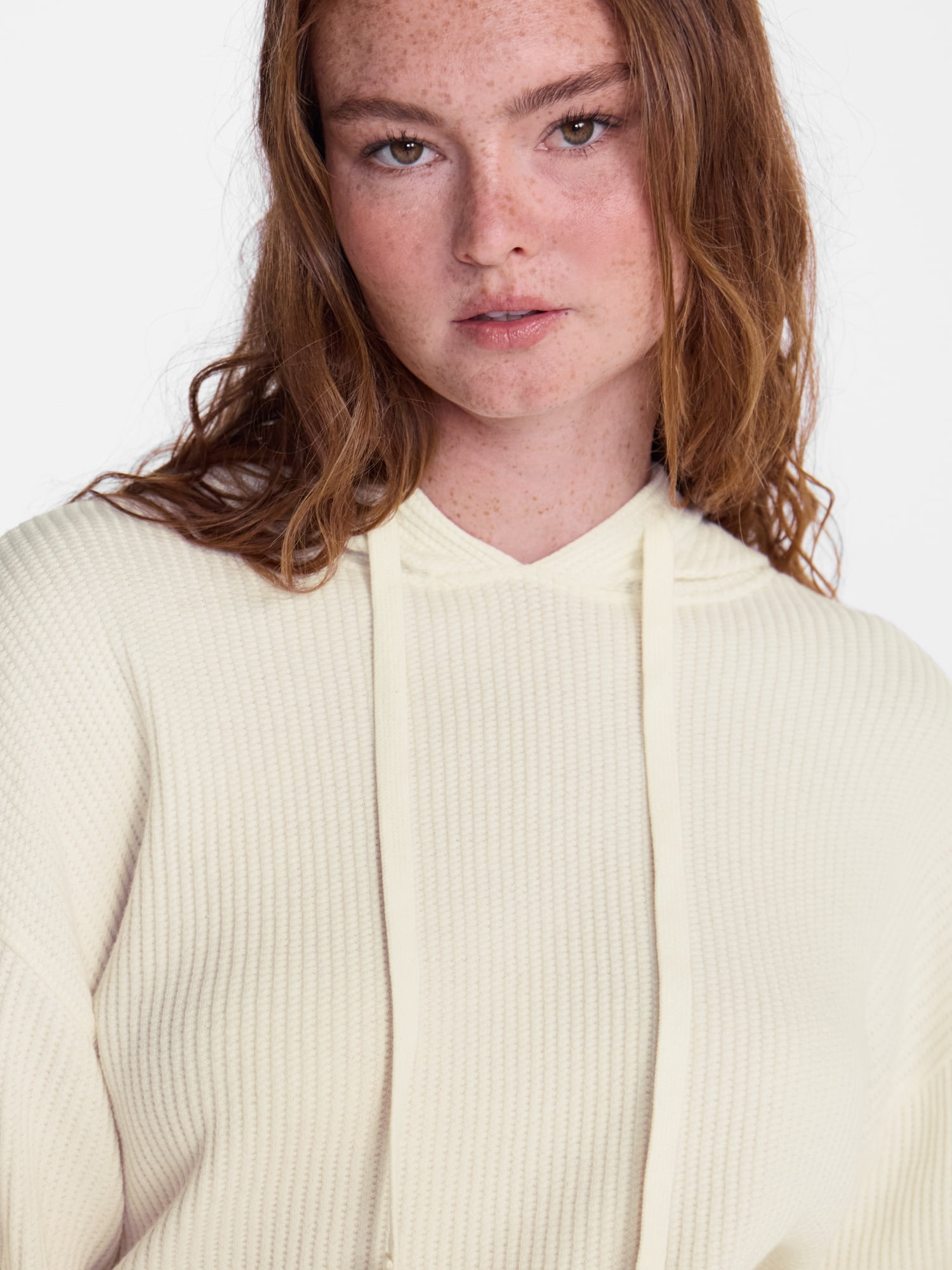 No Boundaries Waffle Knit Hoodie, Women's XXS-XXL