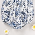 thumbnail image 4 of ZEHJUHAN Baby Girl's Sleeveless Ruffle Print Bow Strap Romper, Lace Trim Jumpsuit with Snap Closure Blue flowers，6-9M, 4 of 7