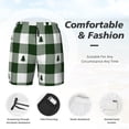 thumbnail image 3 of Sikiie Green White Lumberjack Plaid Print Men's Double Layer Swimming Trunks, Adjustable Waistband and Pockets Sports Swimming Trunks, Beach Swimwear-Small, 3 of 6