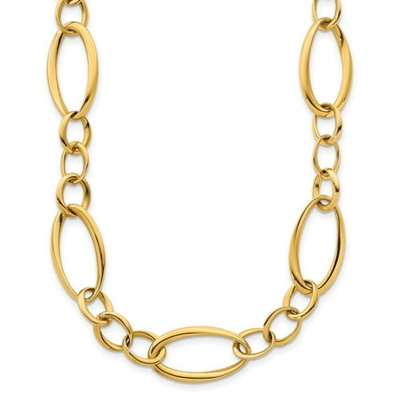 Diamond2Deal 18K Yellow Gold Polished Oval Link Toggle Necklace for Women 24"