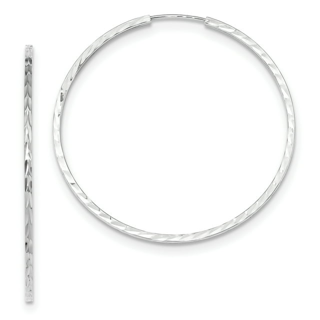 Boucles d'Oreilles Créoles Rondes en Or Blanc 14k