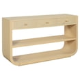 thumbnail image 4 of Harper & Bright Designs Farmhouse Rectangular Console Table with Storage, Narrow Entryway Table with 3 Drawers and 2 Open Shelves, Curved Sofa Table with Solid Wood Base for Living Room, Natural, 4 of 12