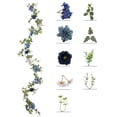 thumbnail image 2 of Enredadera de Flor de Rosa Artificial | Guirnalda de ratán simulado de 6.23ft | Decoración floral decorativa de arco de boda | Planta de plástico de larga duración | Rosa Blanco Azul | 1 Pieza, 2 of 6